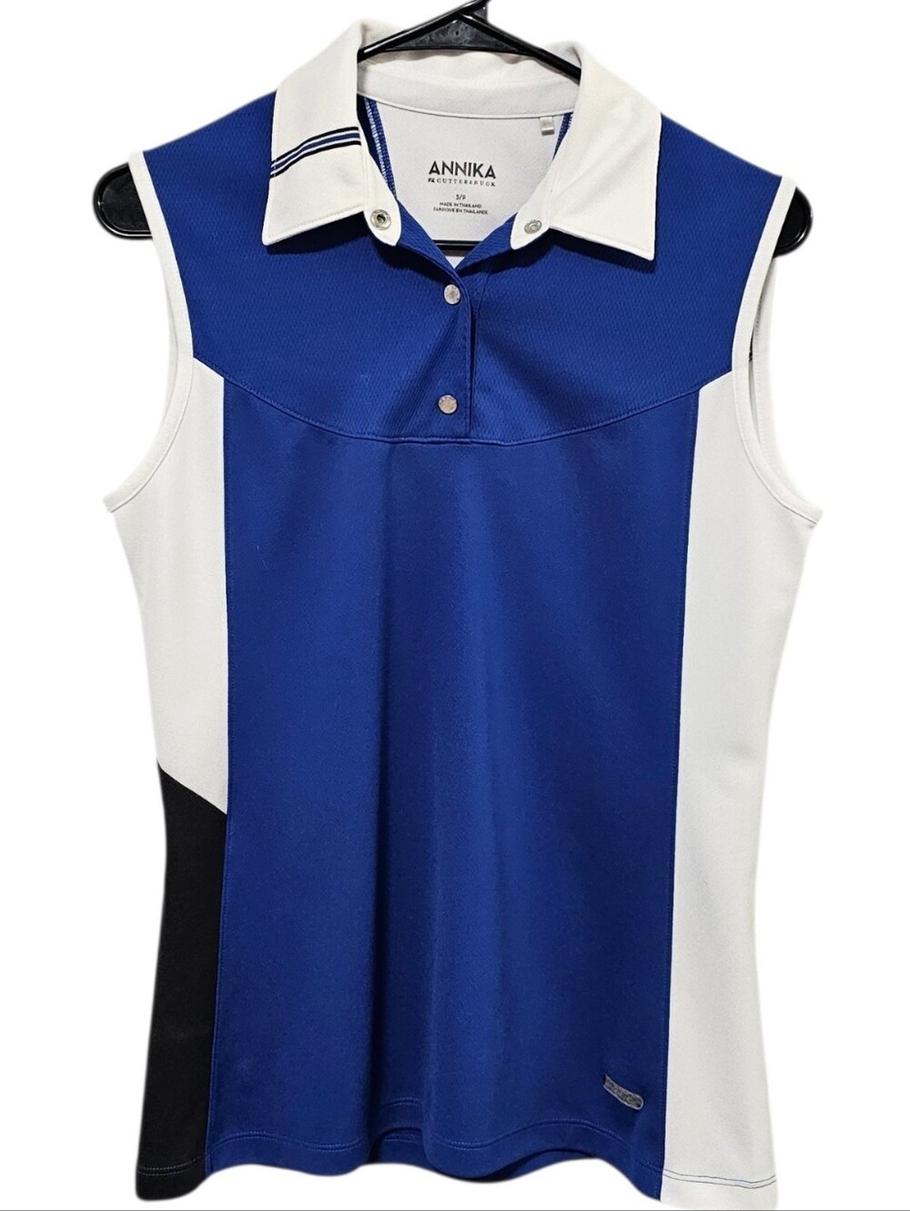 Annika By Cutter & Buck Women's Blue & White Sleeveless Performance Top Size S
